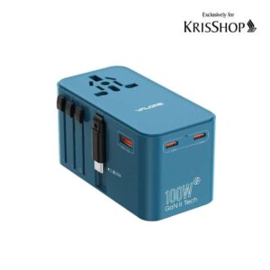 Valore PD100W Universal Travel Adaptor with Retractable Cable (Montego Blue)
